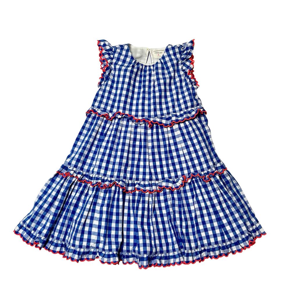 Crewcuts Tiered Gingham Ruffle Trim Dress Size 5